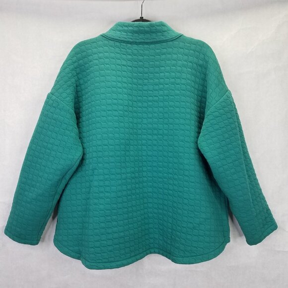 T By Talbots Sweatshirt Women’s XL Quilted Mock Neck Pullover Green Curved Hem - Picture 6 of 12